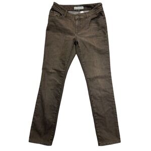 Chicos Jeans Womens 0‎ Brown Platinum Denim Ultimate Fit Slim Leg Stretch